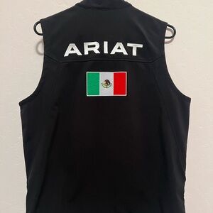 Ariat Black Vest with Mexican flag